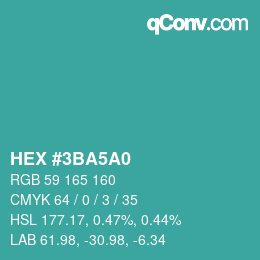 Color code: HEX #3BA5A0 | qconv.com