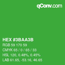 颜色代码: HEX #3BAA3B | qconv.com