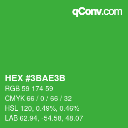 Color code: HEX #3BAE3B | qconv.com