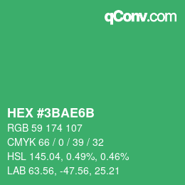 Color code: HEX #3BAE6B | qconv.com