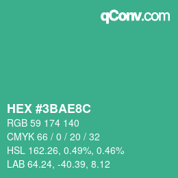 Color code: HEX #3BAE8C | qconv.com