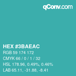 カラーコード: HEX #3BAEAC | qconv.com