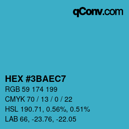 カラーコード: HEX #3BAEC7 | qconv.com