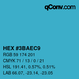 颜色代码: HEX #3BAEC9 | qconv.com