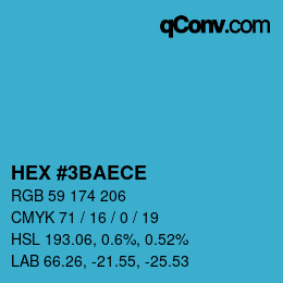 カラーコード: HEX #3BAECE | qconv.com