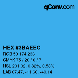 カラーコード: HEX #3BAEEC | qconv.com