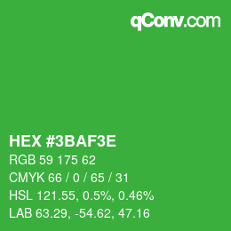Color code: HEX #3BAF3E | qconv.com