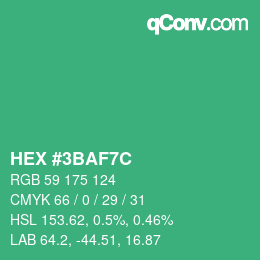 Color code: HEX #3BAF7C | qconv.com