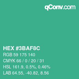 Color code: HEX #3BAF8C | qconv.com