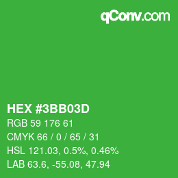 颜色代码: HEX #3BB03D | qconv.com