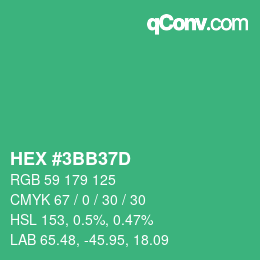 颜色代码: HEX #3BB37D | qconv.com