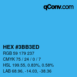 Color code: HEX #3BB3ED | qconv.com