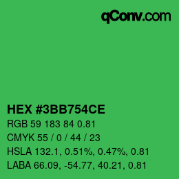 Farbcode: HEX #3BB754CE | qconv.com