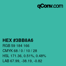 カラーコード: HEX #3BB8A6 | qconv.com