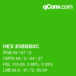 Color code: HEX #3BBB0C | qconv.com