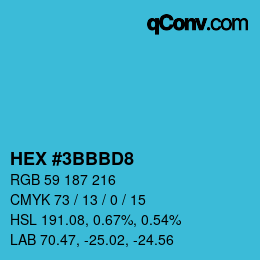 Code couleur: HEX #3BBBD8 | qconv.com