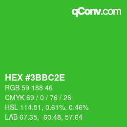 Color code: HEX #3BBC2E | qconv.com