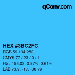 Color code: HEX #3BC2FC | qconv.com