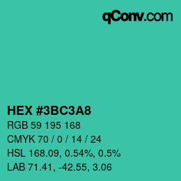 Color code: HEX #3BC3A8 | qconv.com