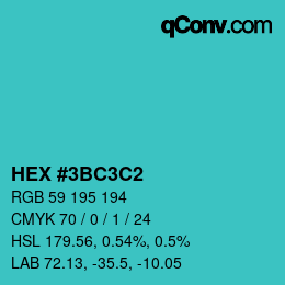 Color code: HEX #3BC3C2 | qconv.com
