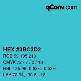 カラーコード: HEX #3BC3D2 | qconv.com