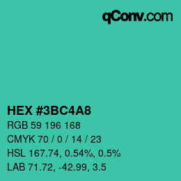 Color code: HEX #3BC4A8 | qconv.com