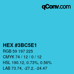 Color code: HEX #3BC5E1 | qconv.com