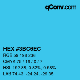 Color code: HEX #3BC6EC | qconv.com