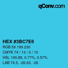 Color code: HEX #3BC7E6 | qconv.com