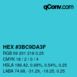 Farbcode: HEX #3BC9DA3F | qconv.com