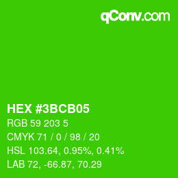 カラーコード: HEX #3BCB05 | qconv.com