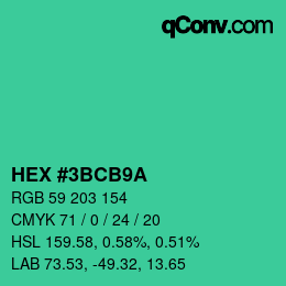 Color code: HEX #3BCB9A | qconv.com