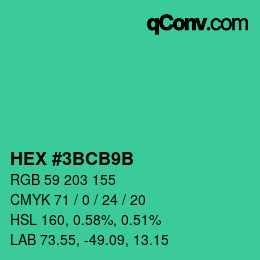 Color code: HEX #3BCB9B | qconv.com