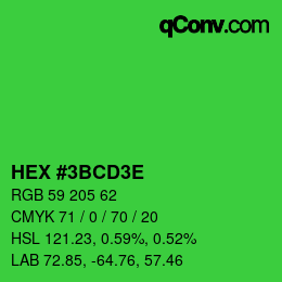 カラーコード: HEX #3BCD3E | qconv.com