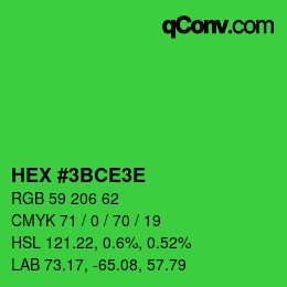カラーコード: HEX #3BCE3E | qconv.com
