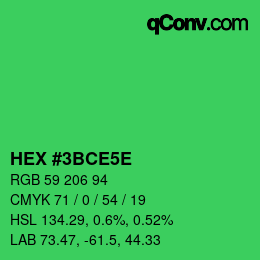 カラーコード: HEX #3BCE5E | qconv.com