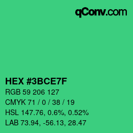Farbcode: HEX #3BCE7F | qconv.com