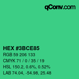 Color code: HEX #3BCE85 | qconv.com