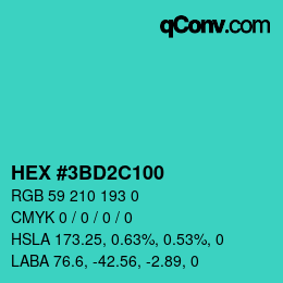 Farbcode: HEX #3BD2C100 | qconv.com