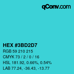 Color code: HEX #3BD2D7 | qconv.com