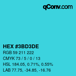 Farbcode: HEX #3BD3DE | qconv.com