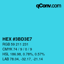 Color code: HEX #3BD3E7 | qconv.com
