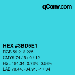 Color code: HEX #3BD5E1 | qconv.com