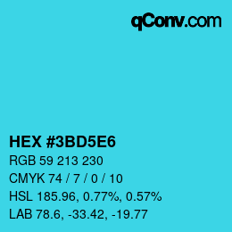 Color code: HEX #3BD5E6 | qconv.com