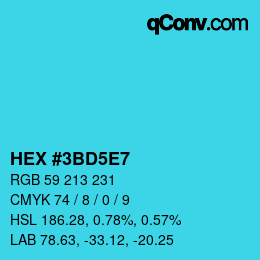 Farbcode: HEX #3BD5E7 | qconv.com
