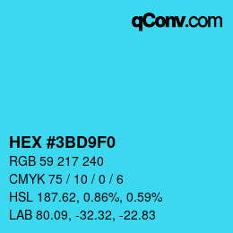 Color code: HEX #3BD9F0 | qconv.com
