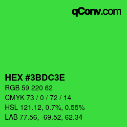 Color code: HEX #3BDC3E | qconv.com