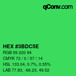 Code couleur: HEX #3BDC5E | qconv.com