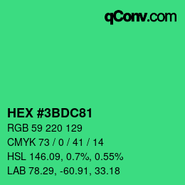 カラーコード: HEX #3BDC81 | qconv.com