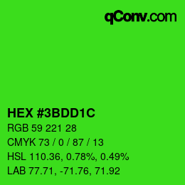 Color code: HEX #3BDD1C | qconv.com